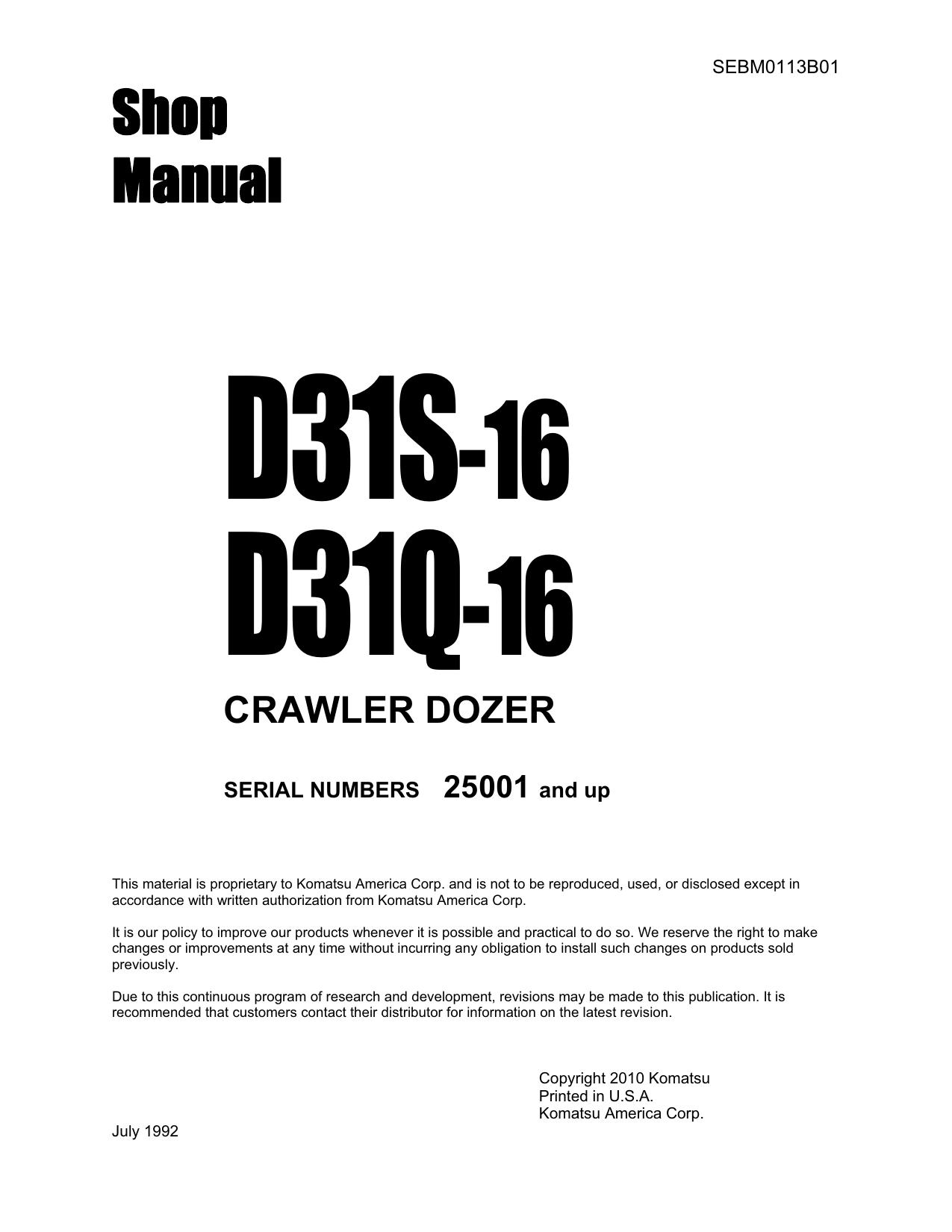 D31Q-16 D31S-16 Shop Manual